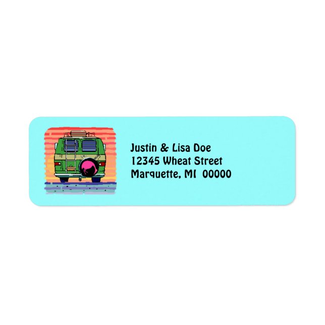 Travel Custom Van Camping Glamping Address Labels (Vorne)