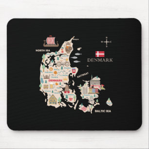 Travel Europe Dänemark Karte Kopenhagen Dänische F Mousepad