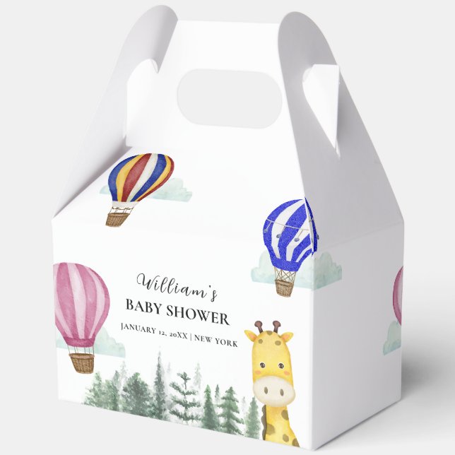 Travel Hot Air Ballon Jungle Giraffe Babydusche Geschenkschachtel (Rückseite)