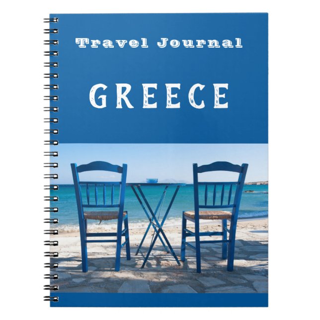 Travel Journal Greece blue benutzerdefinierbar Notizblock (Vorderseite)