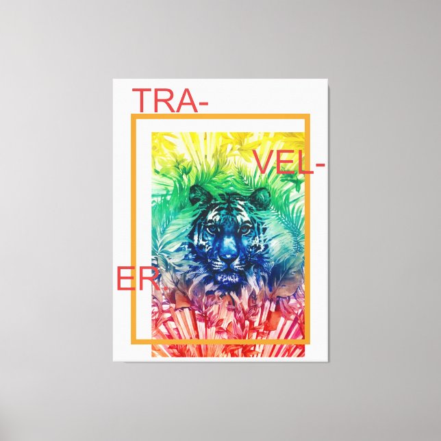 Travel Jungle Wild Tiger Tropical Blätter Leinwanddruck (Vorderseite)