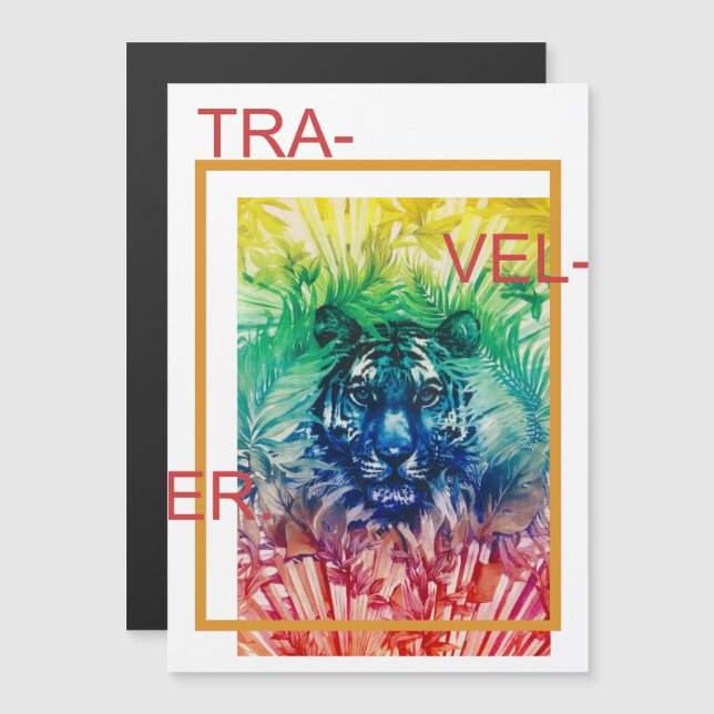Travel Jungle Wild Tiger Tropical Blätter Magnetkarte (Vorne/Hinten)