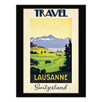 Travel Lausanne, Switzerland, Vintage Poster,