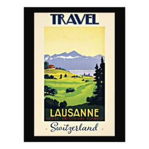 Travel Lausanne, Switzerland, Vintage Poster, Fotodruck