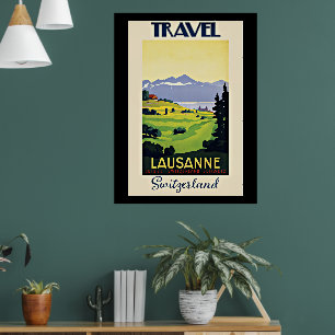 Travel Lausanne, Switzerland, Vintage Poster, Poster