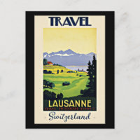 Travel Lausanne, Switzerland, Vintage Poster,