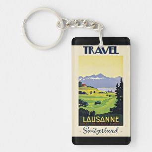 Travel Lausanne, Switzerland, Vintage Poster,  Schlüsselanhänger