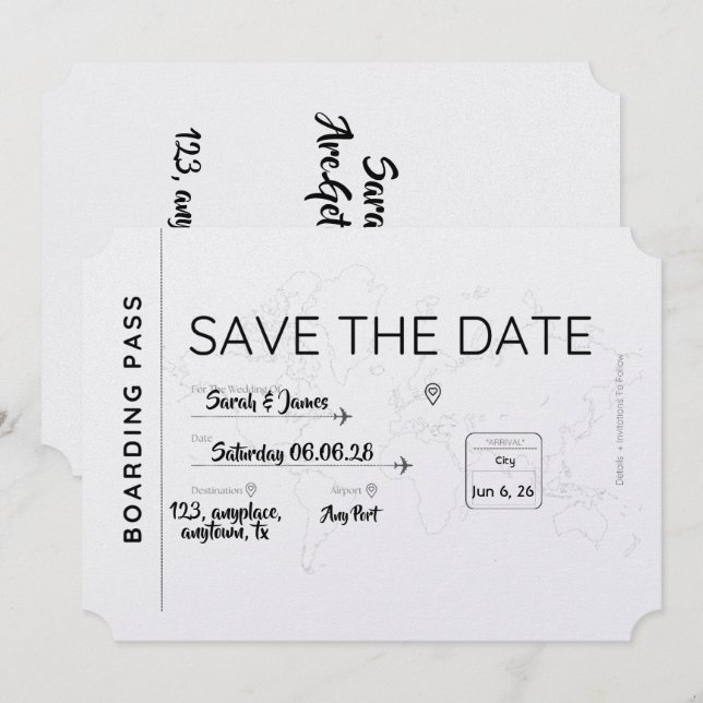 travel lover save the date boarding pass (Vorne/Hinten)