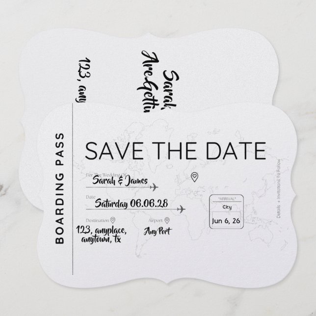 travel lover save the date boarding pass (Vorne/Hinten)