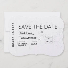 travel lover save the date boarding pass