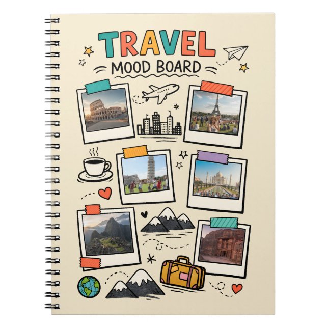 Travel Mood Board Dream Trip Journal Cover Notizblock (Vorderseite)