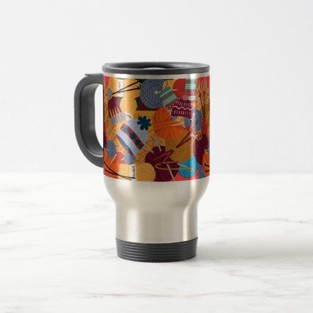 Travel Mug in unserem Strick 1 Perl 1 Design Reisebecher (Vorderseite Links)