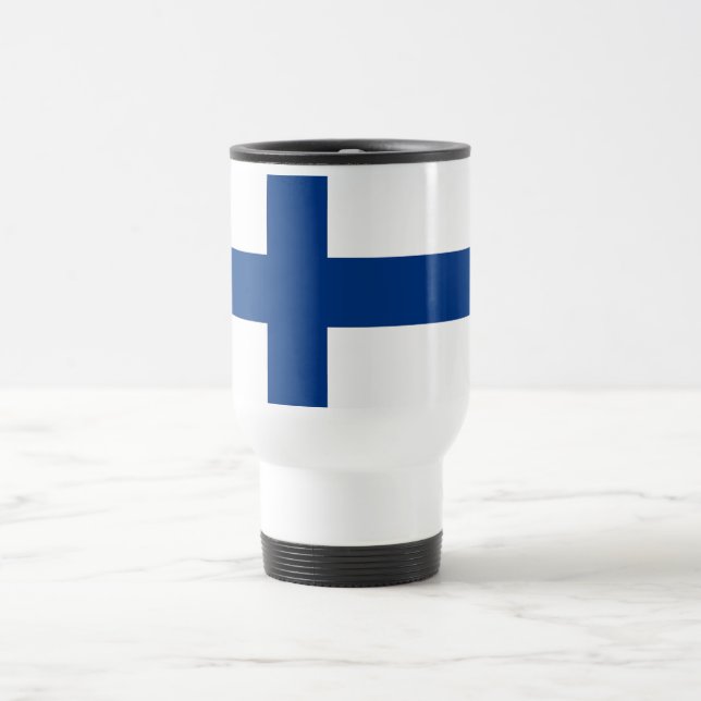 Travel Mug mit der Flagge Finnlands Reisebecher (Mittel)