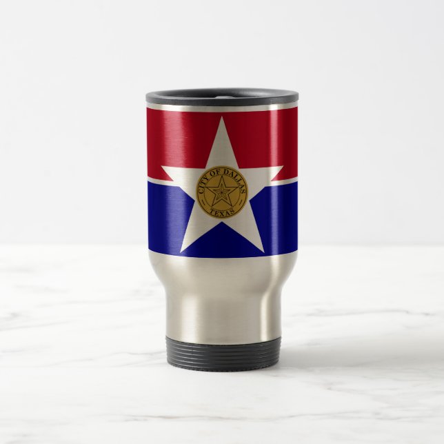 Travel Mug mit Flag Dallas, Texas, USA Reisebecher (Mittel)