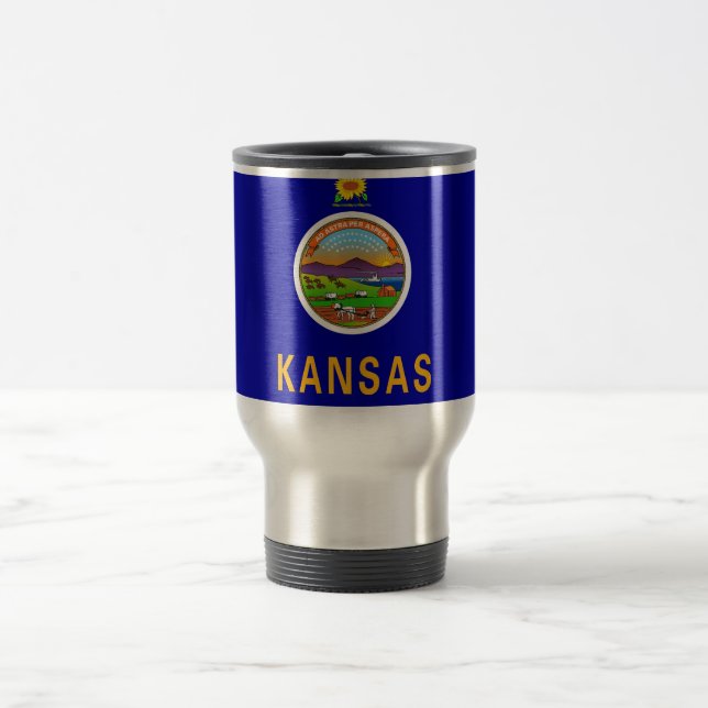Travel Mug mit Flag Kansas Staat - USA Reisebecher (Mittel)