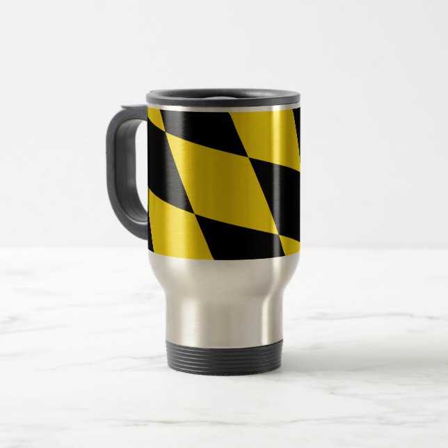 Travel Mug mit Flag München, Bayern Reisebecher (Vorderseite Links)