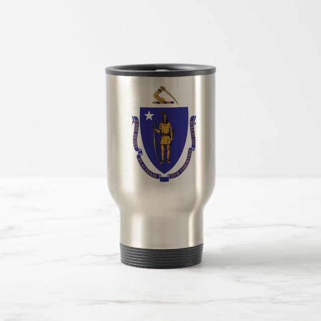 Travel Mug mit Flag von Massachusetts Staat - USA Reisebecher (Mittel)