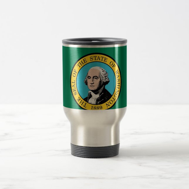 Travel Mug mit Flag Washington Staat - USA Reisebecher (Mittel)
