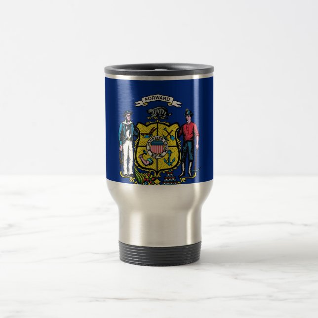 Travel Mug mit Flag Wisconsin Staat - USA Reisebecher (Mittel)