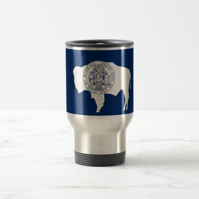 Travel Mug mit Flag Wyoming Staat - USA Reisebecher (Mittel)