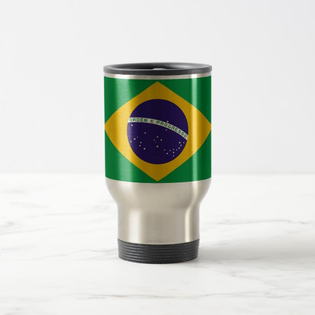 Travel Mug mit Flagge Brasiliens Reisebecher (Mittel)