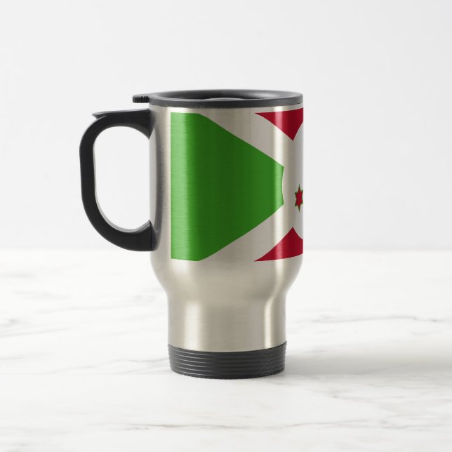 Travel Mug mit Flagge Burundis Reisebecher (Links)