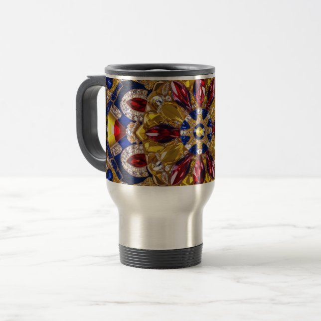 Travel Mug mit kolumbianischer Farbgestaltung Reisebecher (Vorderseite Links)