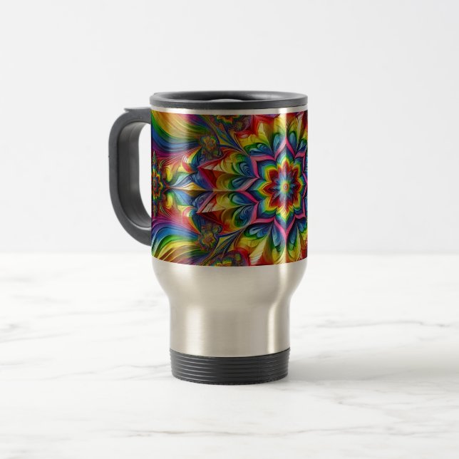 Travel Mug mit LGBTQ-Farbdesign Reisebecher (Vorderseite Links)