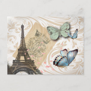 Travel Paris Effiel Tower Wedding speichern Sie da Ankündigungspostkarte