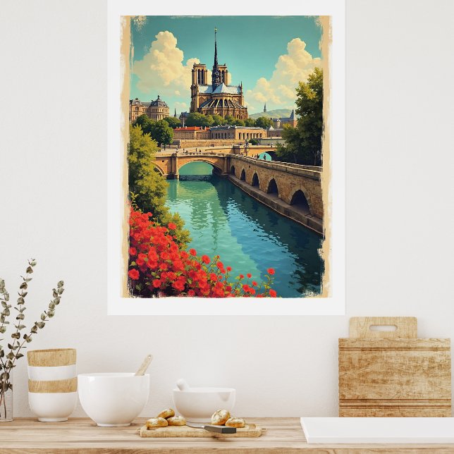 Travel poster Notre Dame, France, (Küche)