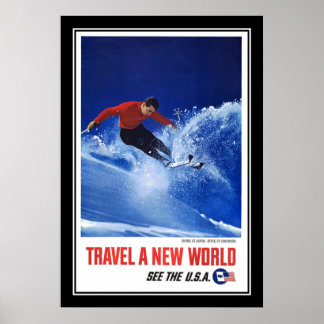Travel Poster Vintag Aspen Colorado Skifahren