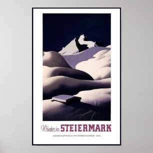Travel Poster Vintag Winter Steiermark Österreich
