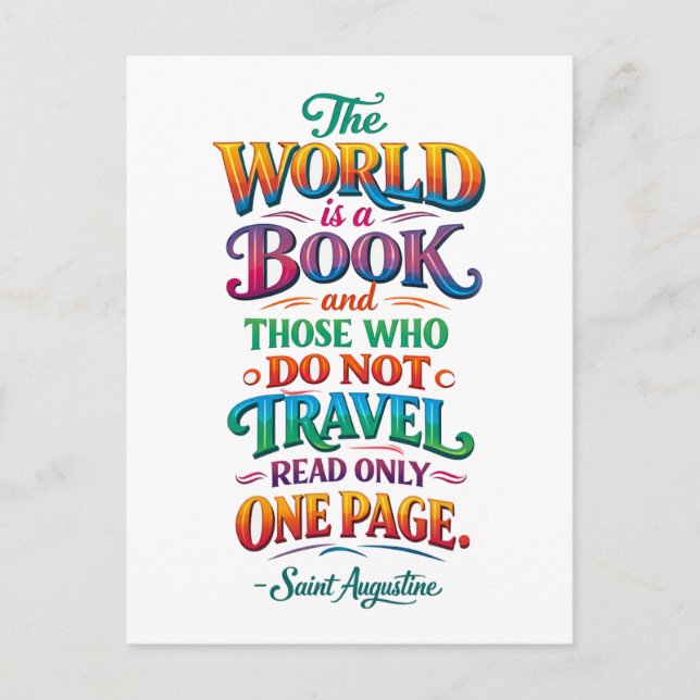 Travel Quote: The World Is a Book Postkarte (Vorderseite)