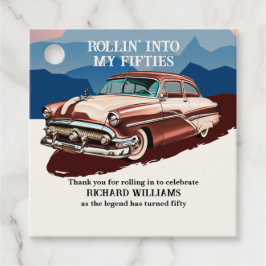 Travel Retro Classic Car Theme 50. Geburtstag Geschenkanhänger