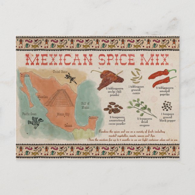 Travel Sketch Postcard: Mexican Spice Mix Postkarte (Vorderseite)