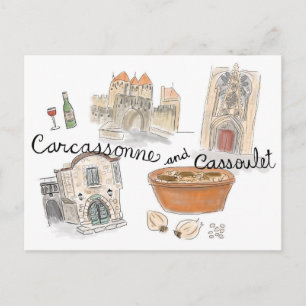 Travel Sketch Postkarte: Cassoulet in Carcassonne Postkarte