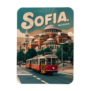 Travel Sofia, Bulgarien Vintage Geschenke Stadtbah Magnet