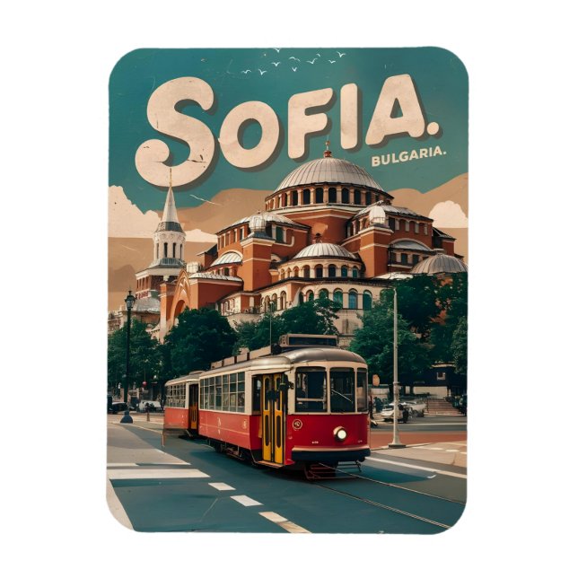 Travel Sofia, Bulgarien Vintage Geschenke Stadtbah Magnet (Vertikal)