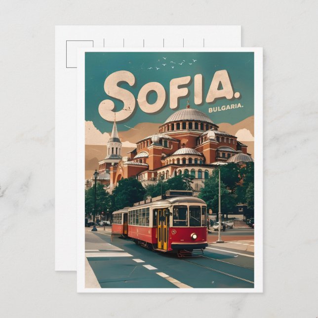 Travel Sofia, Bulgarien Vintage Geschenke Stadtbah Postkarte (Vorne/Hinten)