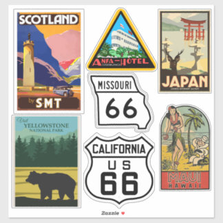 Travel Stickers im Vintagen Stil Aufkleber