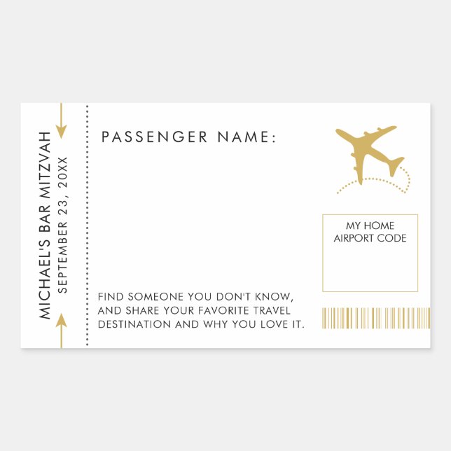 Travel Theme Boarding Pass Mixer Name Tag Aufklebe Rechteckiger Aufkleber (Vorderseite)
