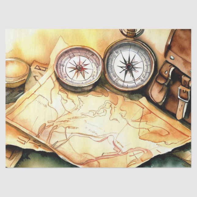 "Travel-Themed Tissue Splendor: Adventure Awaits" Seidenpapier (Vorderseite)