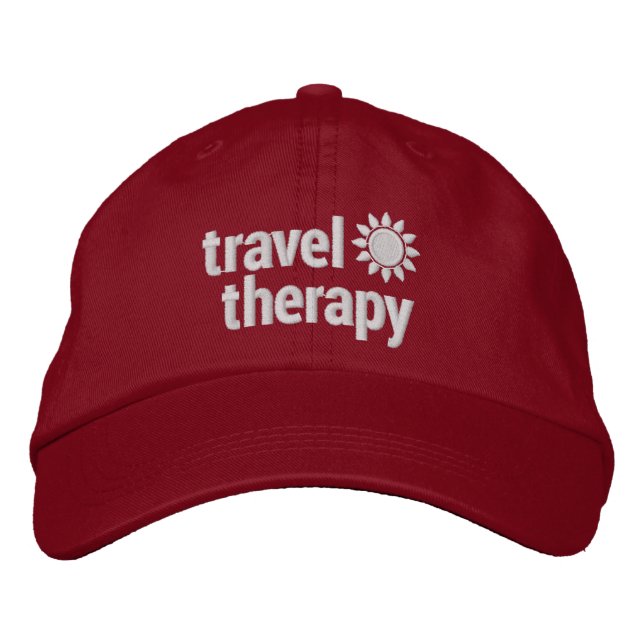 Travel Therapy Baseball Hat | Rot Bestickte Baseballkappe (Vorderseite)