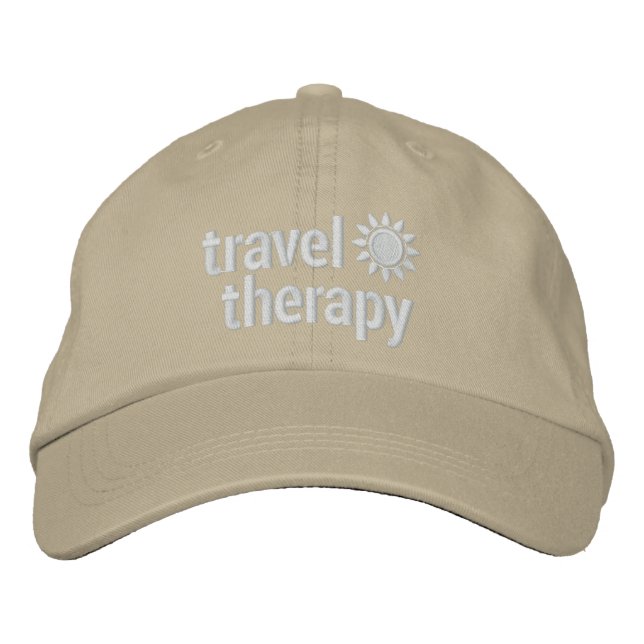 Travel Therapy Hat | Khaki Bestickte Kappe (Vorderseite)