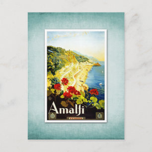 Travel Vintage Poster Amalfi Italien Postkarte