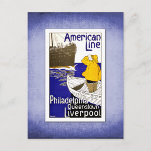 Travel Vintage Poster Ship Travel Postkarte