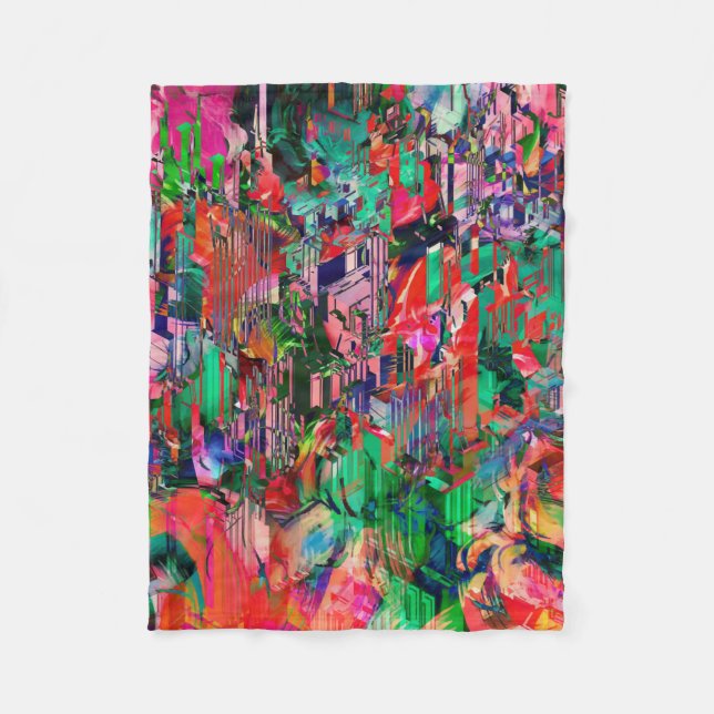 Travel World Abstrakt City Gebäude Skyline Fleecedecke (Vorderseite)
