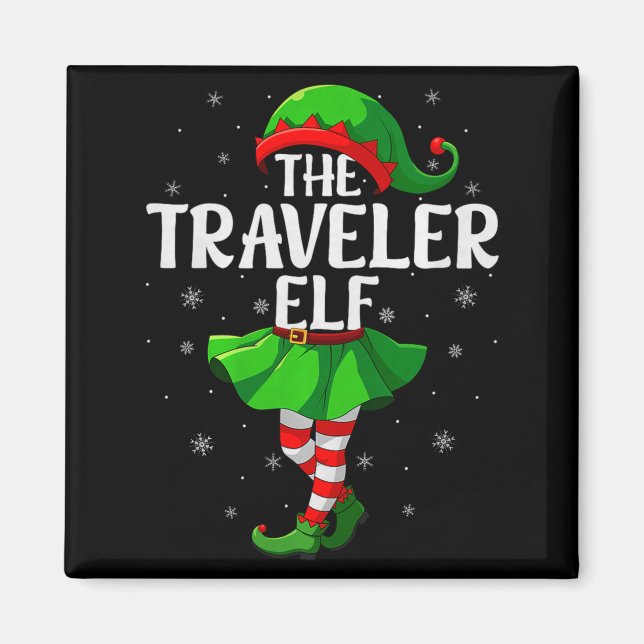 Traveler Elf Christmas Girls Women Elf Squad Xmas  Magnet (Vorne)