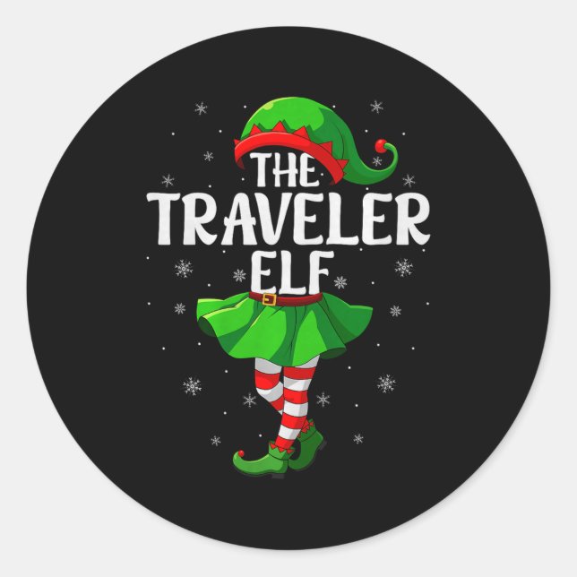 Traveler Elf Christmas Girls Women Elf Squad Xmas  Runder Aufkleber (Vorderseite)
