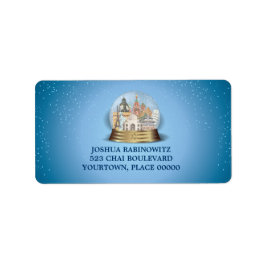 Traveler Snow Globe Bar Bat Mitzvah Adressaufkleber
